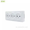 Triple 2Round Pin Outlet ohne Shutter Surface Mounted